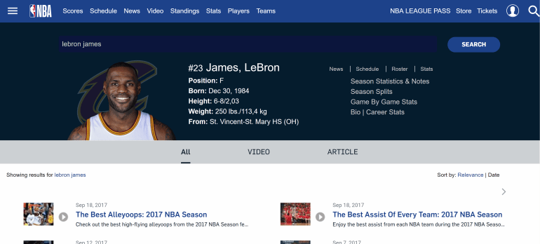 Turner Sports - Player Screen